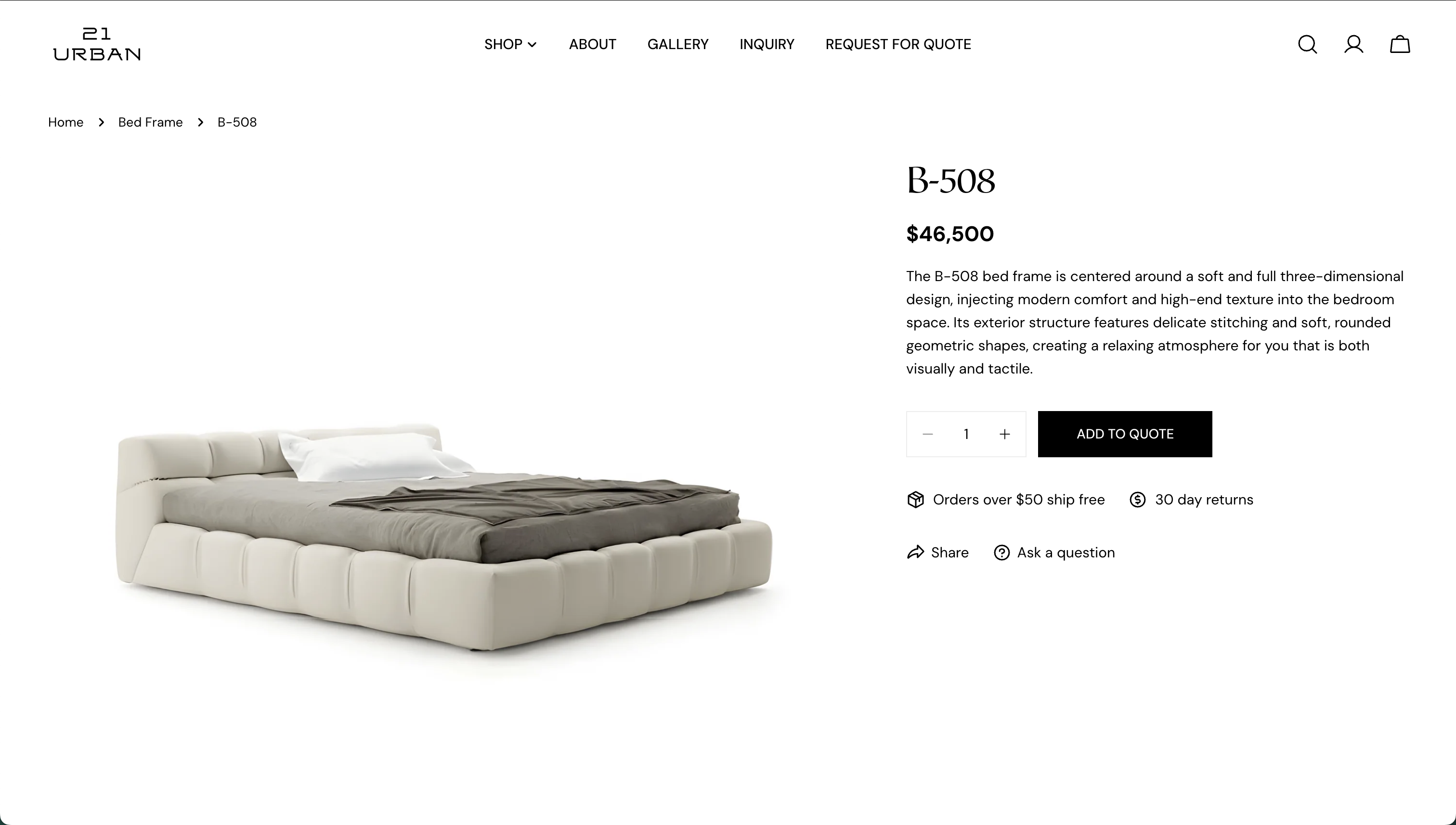 21 Urban product detail with an Add to Quote button